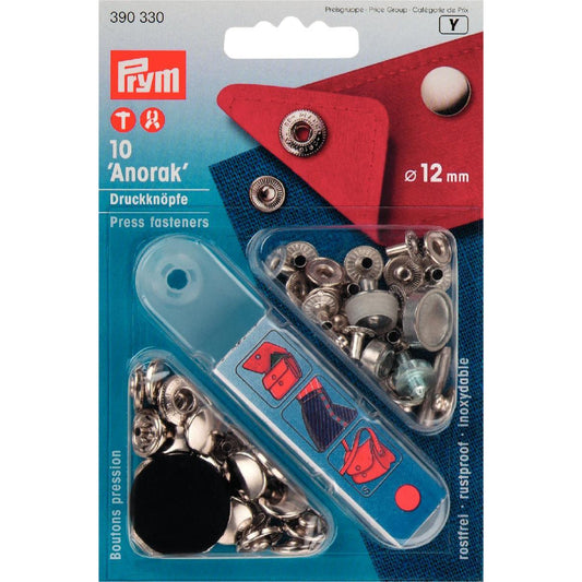 Prym Anorak Press Fasteners 12mm Silver