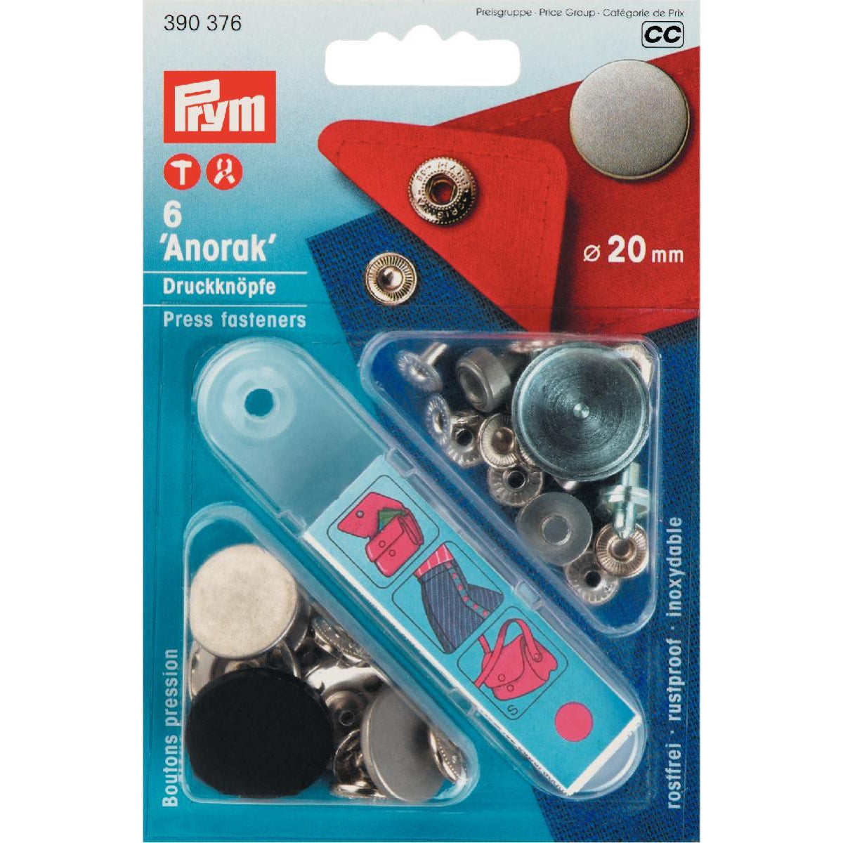 Prym Anorak Press Fasteners 20mm Silver