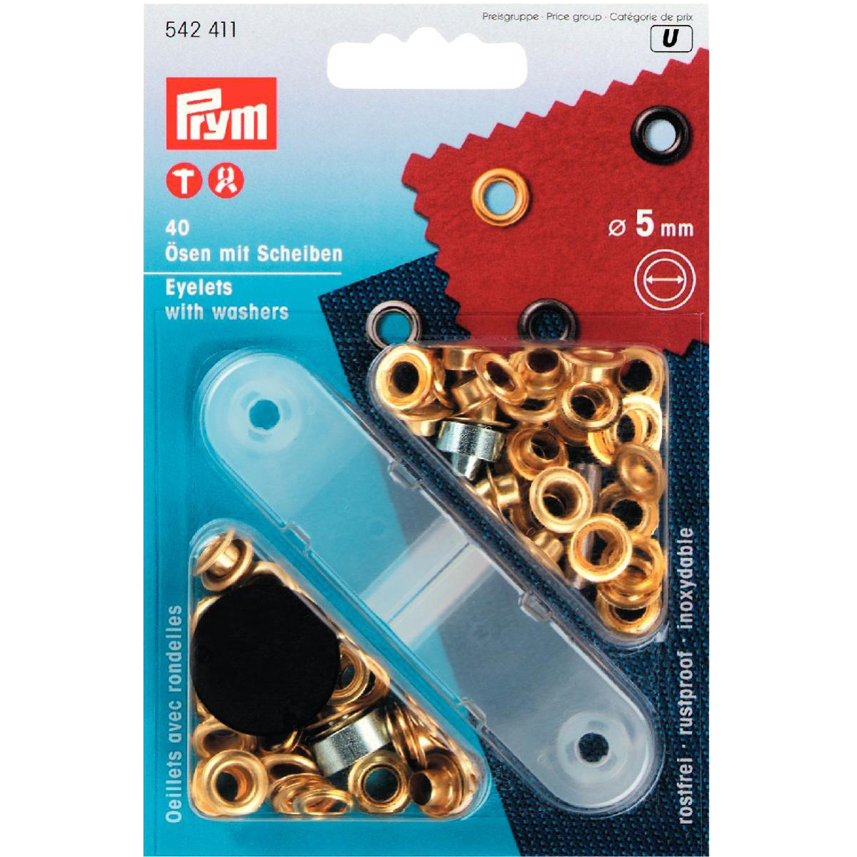 5mm Prym Gold Eyelets & Washers 