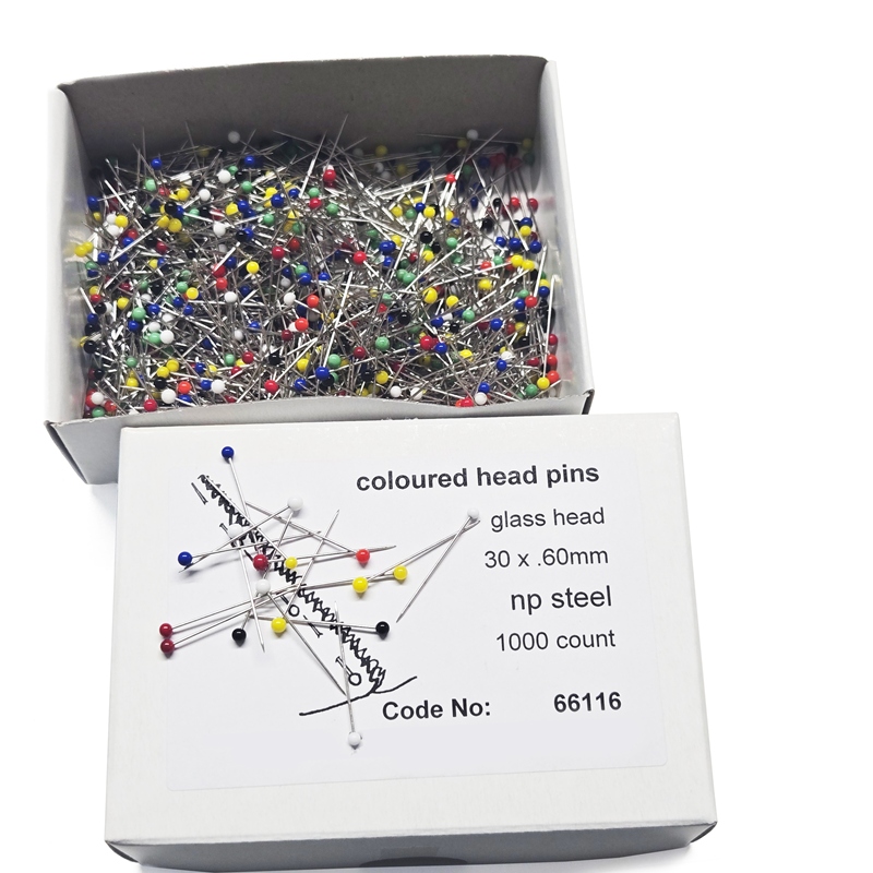 Coloured Head Glass Pins 30X60mm