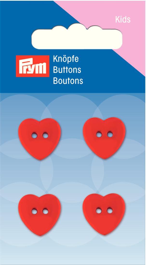 Prym 2-Hole Kids Heart Buttons