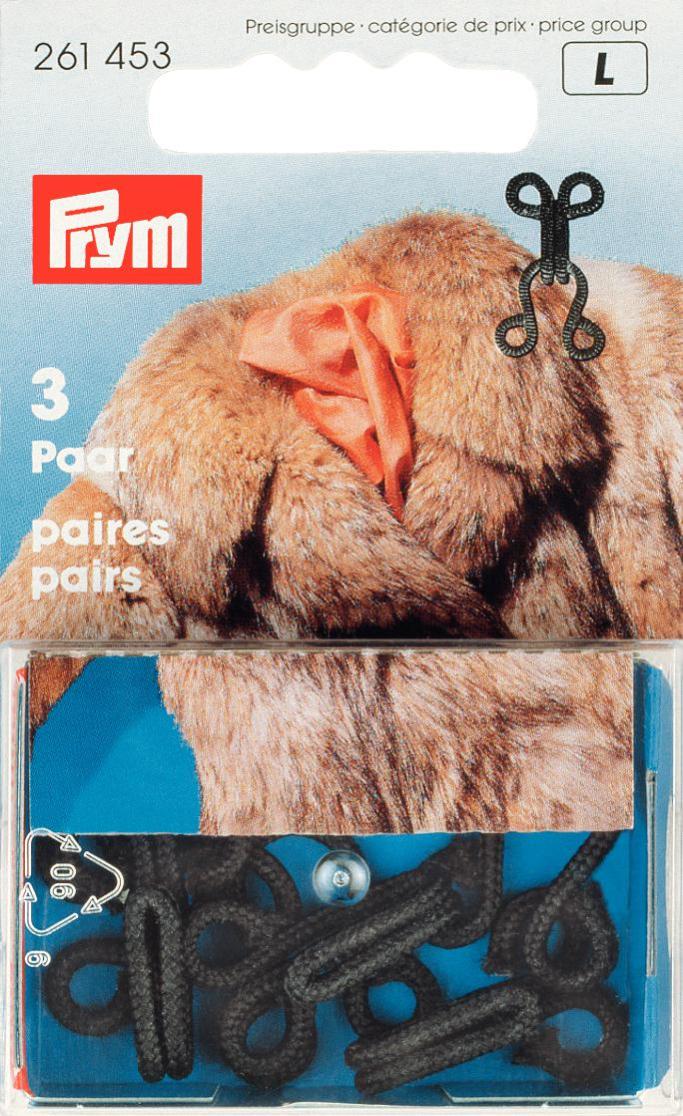 Prym Black Fur Hook and Eyes