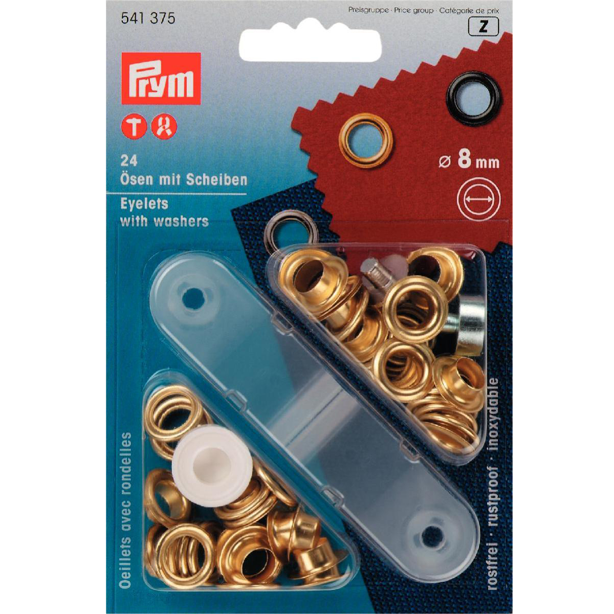 8mm Prym Gold Eyelets & Washers 