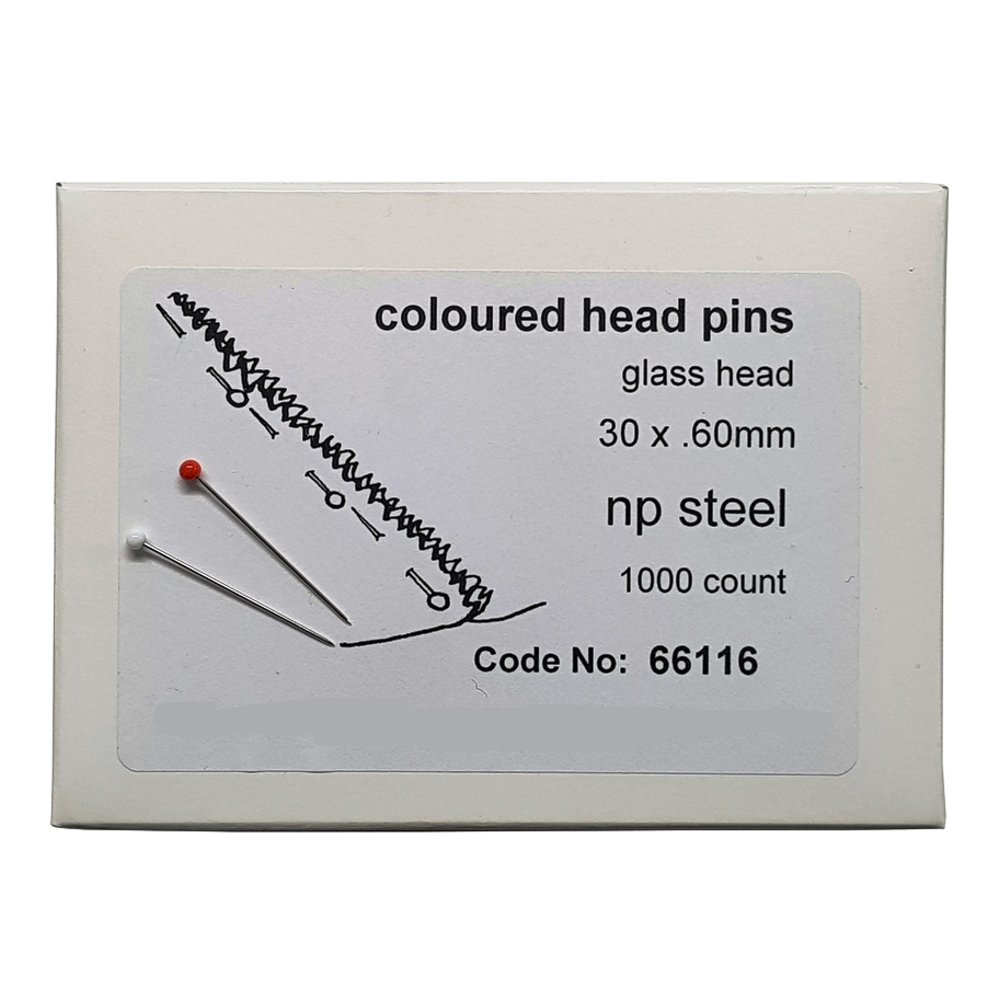 Coloured Head Glass Pins
