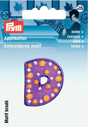 Prym Embroidered Letter 'D' Motif