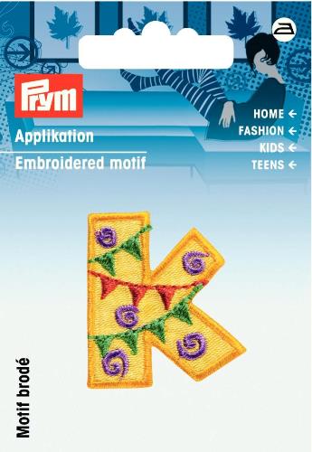 Prym Embroidered Letter 'K' Motif