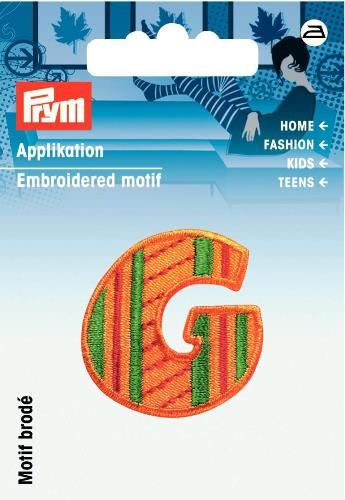 Prym Embroidered Letter 'G' Motif