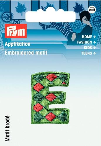 Prym Embroidered Letter 'E' Motif