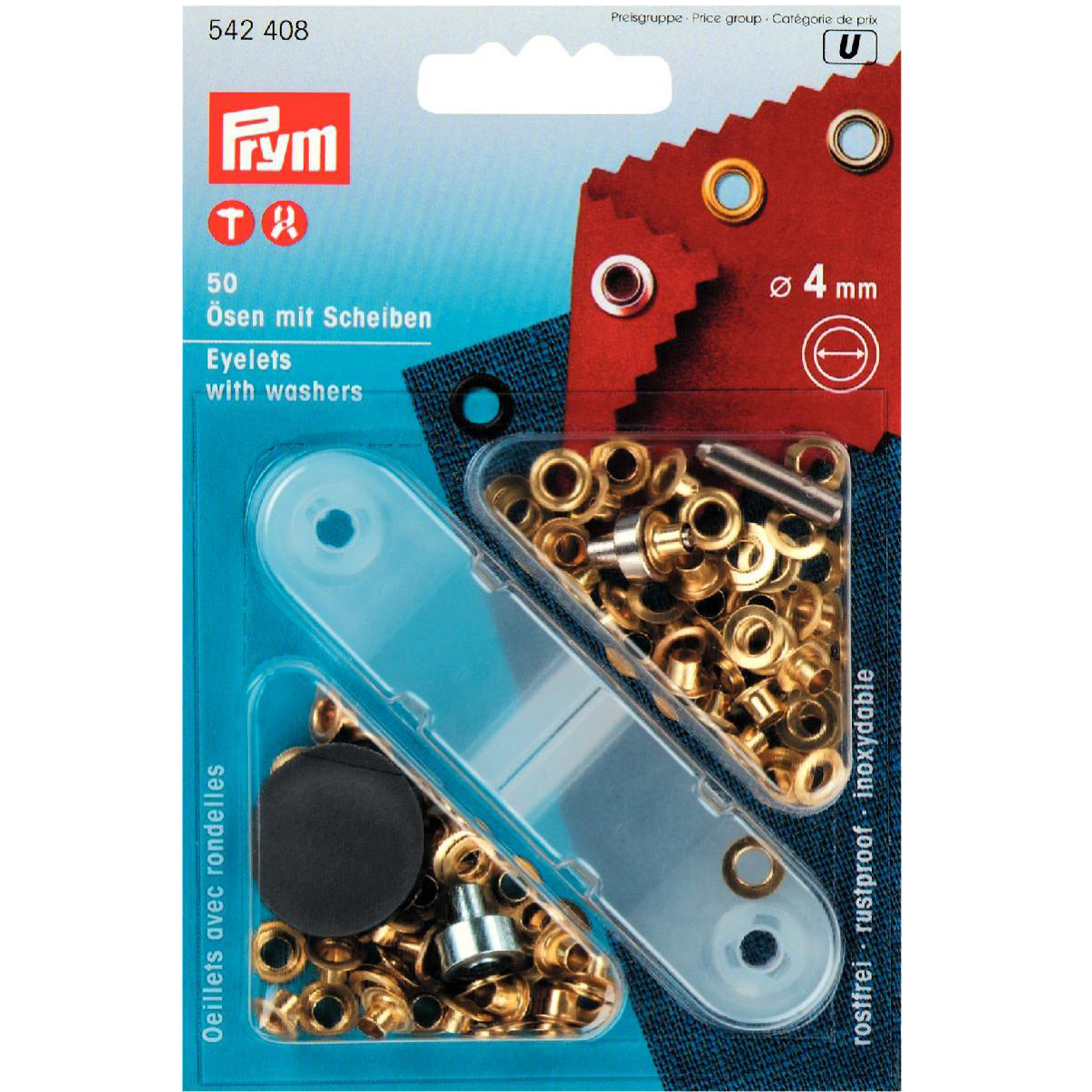 4mm Prym Gold Eyelets & Washers 