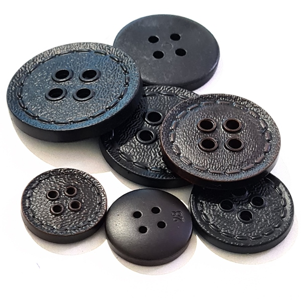 4-Hole Leather Look Button