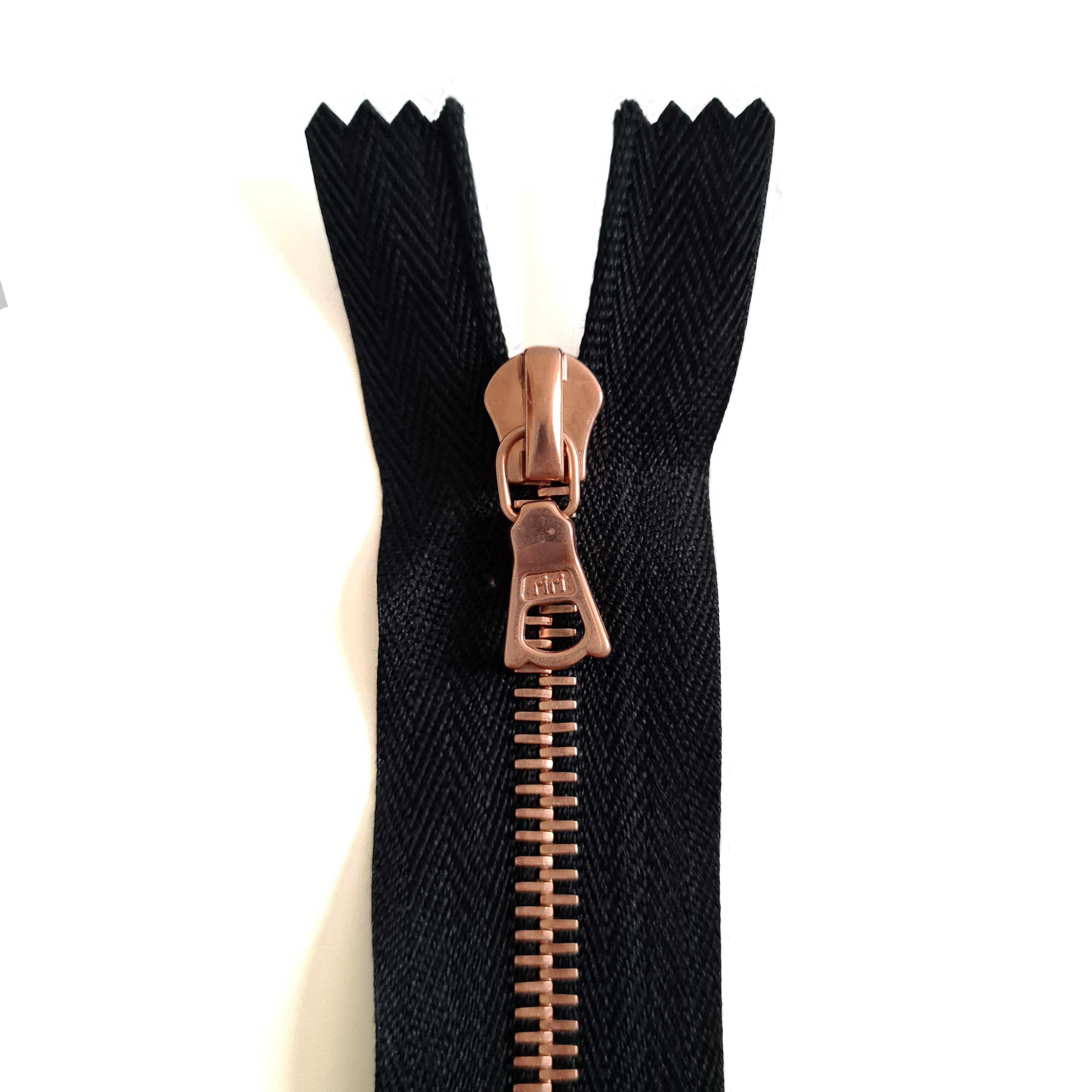 Riri Rose Gold Teeth Closed End Zip