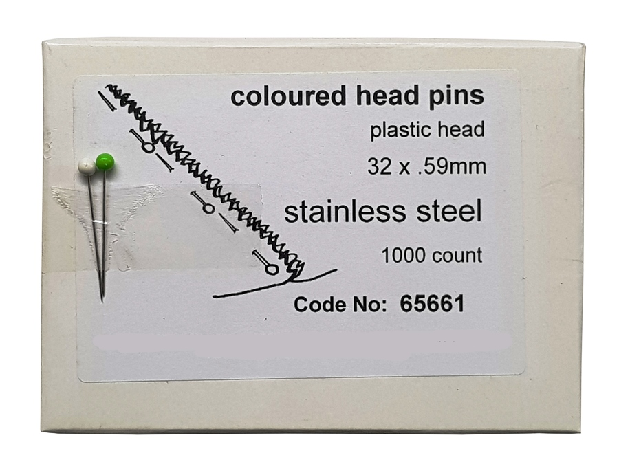 Coloured Head Glass Pins